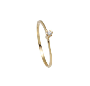 Anel Solitário com Zircônia 2mm Ouro 18k