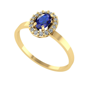 Anel Oval Fileira Ouro 18k