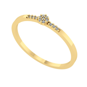 Anel Miolinho Flor com Diamante Ouro 18k