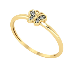 Anel Borboleta com Diamante Ouro 18k