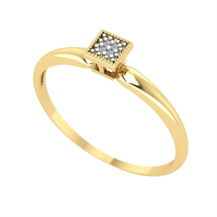 Anel Chuveiro Quadrado com Diamante Ouro 18k