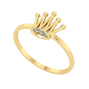 Anel Coroa Fio com Zircônia Ouro 18k