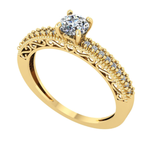 Anel Solitário Zircônia 5mm Luxuoso Cravejado Ouro 18k