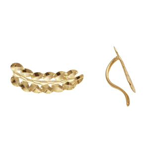 Brinco Ear Cuff Ramo Diamantado Ouro 18k