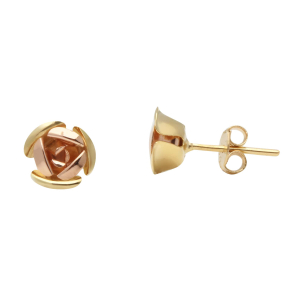 Brinco Rosa Bicolor Ouro 18k