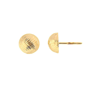 Brinco Meia Bola 9mm Diamantada Ouro 18k