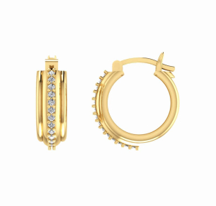 Brinco Argola Abaulada com Zircônia Ouro 18k