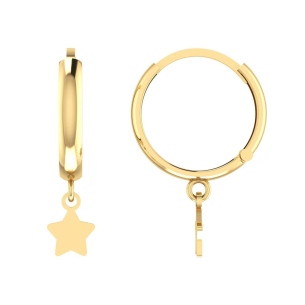 Brinco Argola com Estrela Lisa Ouro 18k