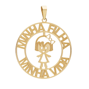 Pingente Mandala Minha Filha Minha Vida Ouro 18k