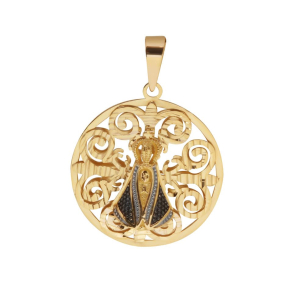 Pingente Mandala Nossa Senhora Aparecida Ouro 18k