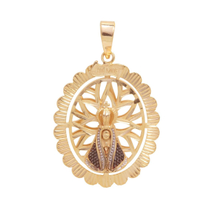 Pingente Mandala Nossa Senhora Aparecida Oval 300 Anos Ouro 18k