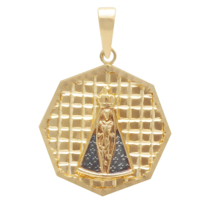 Pingente Nossa Senhora Aparecida Grande Quadriculada Ouro 18k