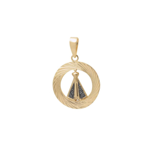 Pingente Nossa Senhora Aparecida Redonda Pequena Ouro 18k