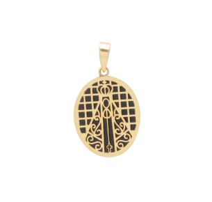 Pingente Nossa Senhora Aparecida Oval com Resina Ouro 18k