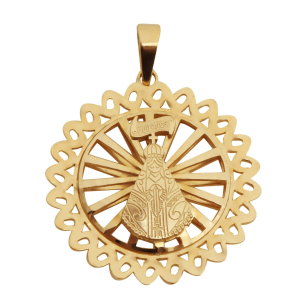 Pingente Mandala Nossa Senhora Aparecida Bordada Ouro 18k