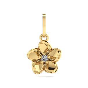 Pingente Flor Diamantada com Corrente Veneziana Ouro 18k