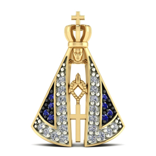 Pingente Nossa Senhora Aparecida 20mm x 13mm Ouro 18k