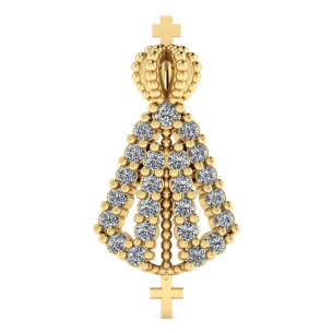 Pingente Nossa Senhora Aparecida Cravejada com Zircônia Ouro 18k