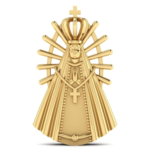 Pingente Nossa Senhora Aparecida Pequena Lisa Ouro 18k