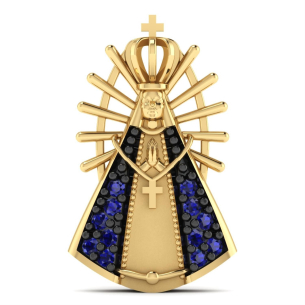 Pingente Nossa Senhora Aparecida Pavê Ouro 18k