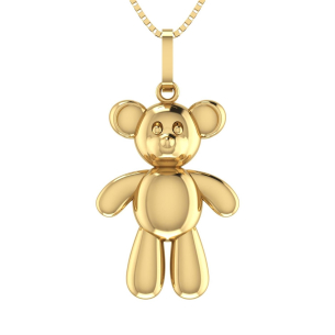 Pingente de Urso Polido em Ouro 18k