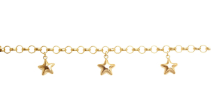 Pulseira Malha Portuguesa com 5 Estrelas Ouro 18k