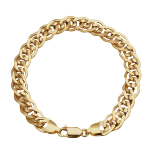 Pulseira Romana Achatada Larga 19cm Ouro 18k