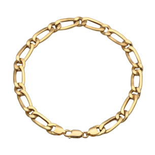 Pulseira Malha 1x1 Achatada 21cm Grossa Ouro 18k