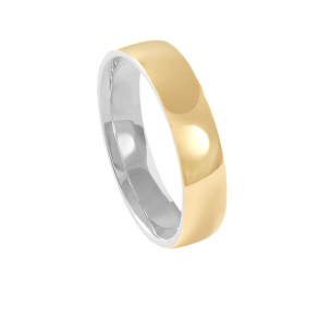 Aliança e Prata 950 Confort 5mm Ouro 18k